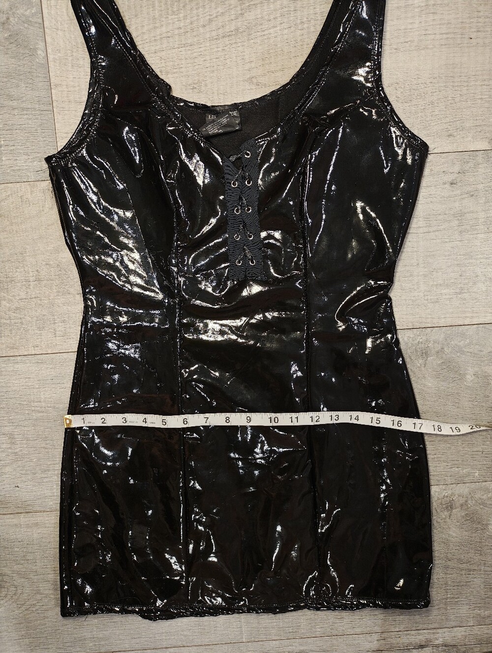 Y2K Leg Avenue Glossy Vinyl Lace Up Mini Dress. - Picture 9 of 12